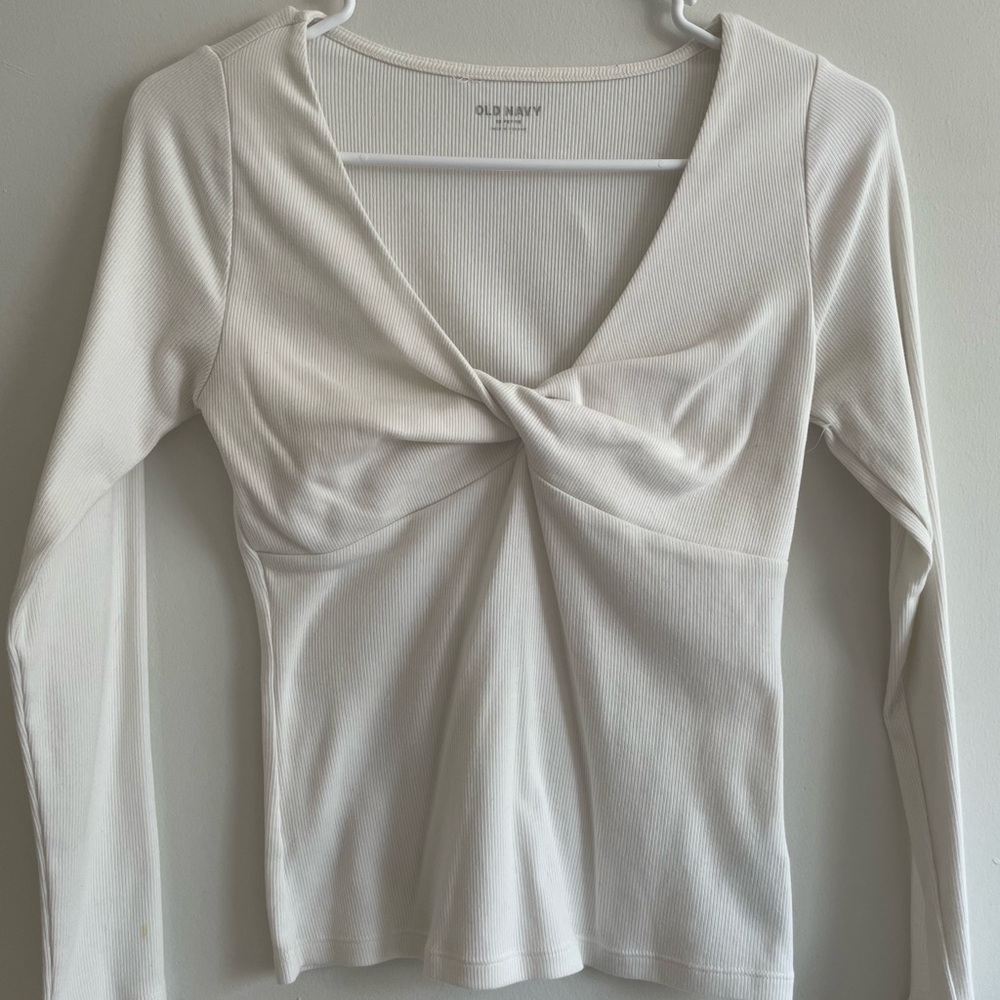 Old Navy Women's White Twist-Front Blouse